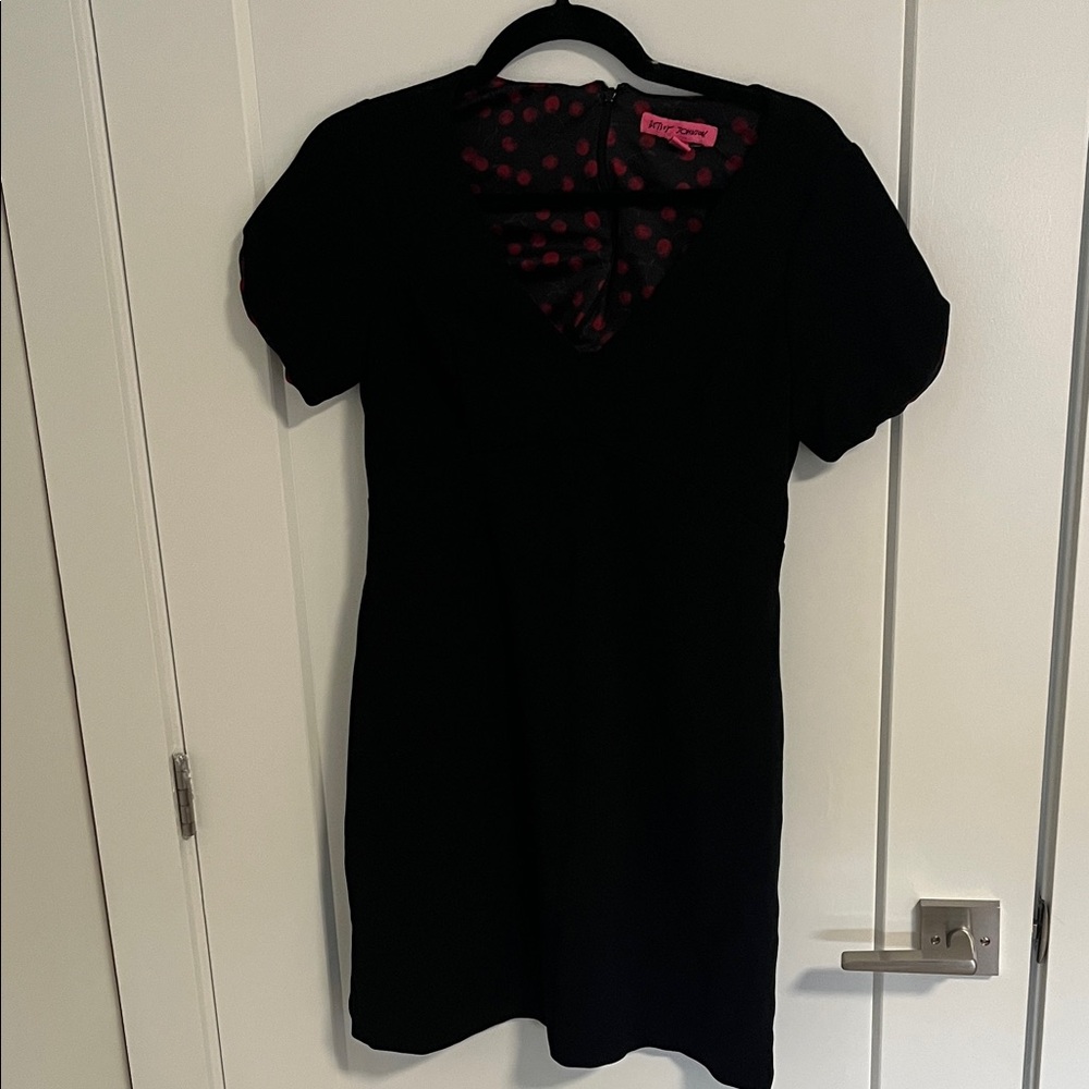 Betsey Johnson Black Dress with Red Cherry Print